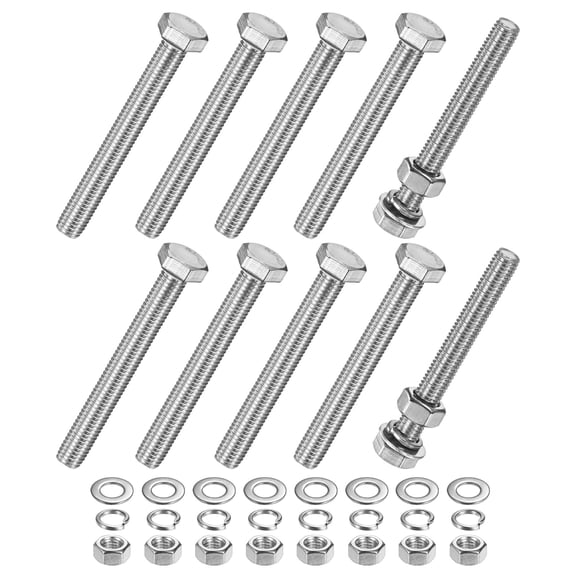 Uxcell 10-Pack Hex Head Screw Bolt with Nuts Flat & Lock Washers M10x90mm