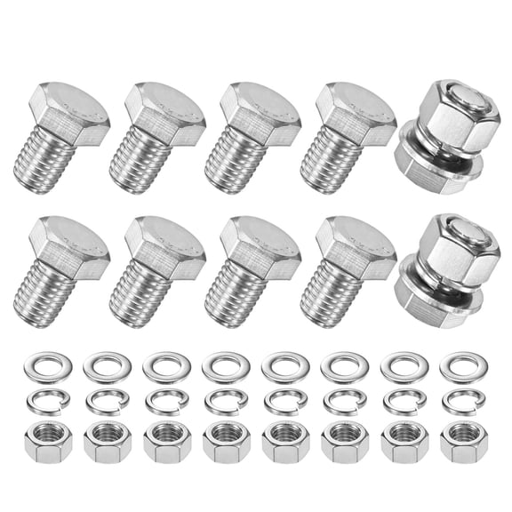 Uxcell 10-Pack Hex Head Screw Bolt with Nuts Flat & Lock Washers M12x16mm