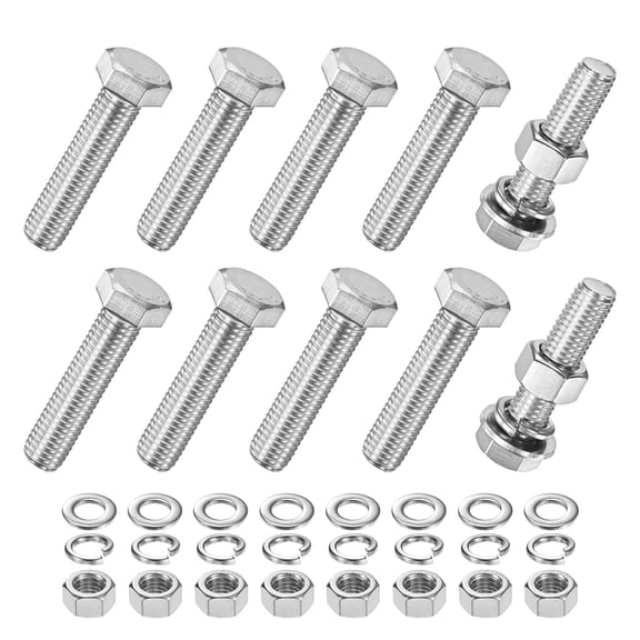 Uxcell 10-Pack Hex Head Screw Bolt with Nuts Flat & Lock Washers M12x50mm