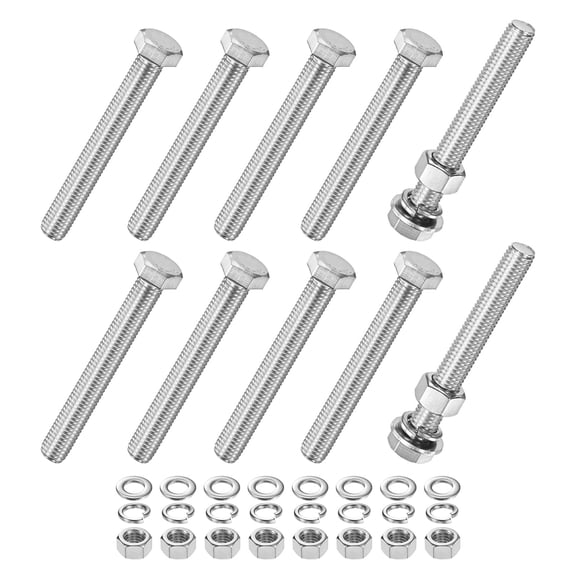 Uxcell 10-Pack Hex Head Screw Bolt with Nuts Flat & Lock Washers M12x90mm