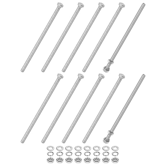 Uxcell 10-Pack Hex Head Screw Bolt with Nuts Flat & Lock Washers M5x120mm