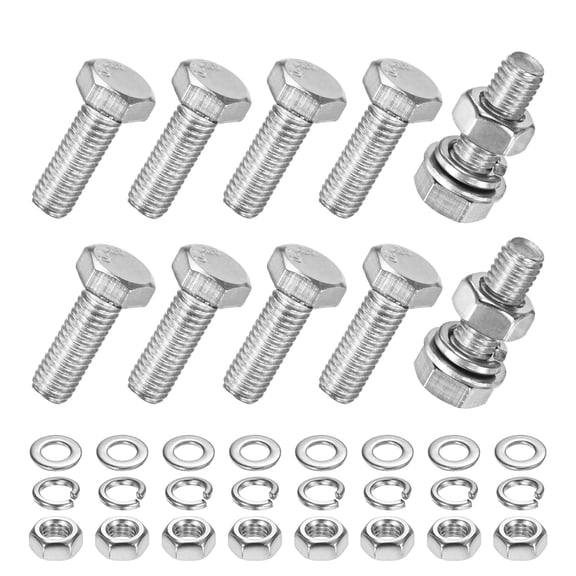 Uxcell 10-Pack Hex Head Screw Bolt with Nuts Flat & Lock Washers M5x14mm