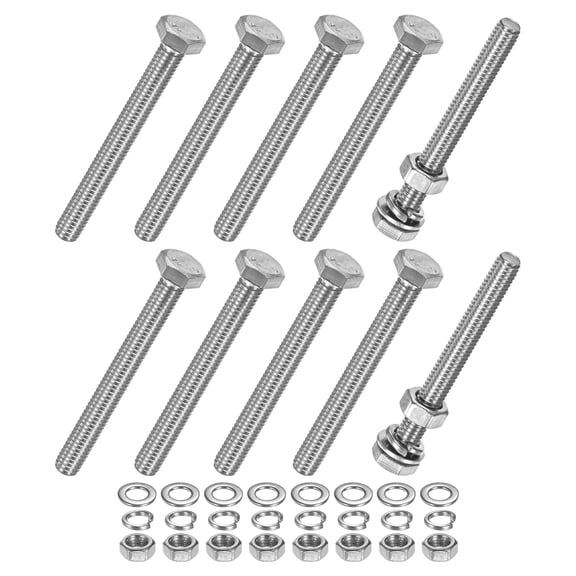 Uxcell 10-Pack Hex Head Screw Bolt with Nuts Flat & Lock Washers M6x55mm