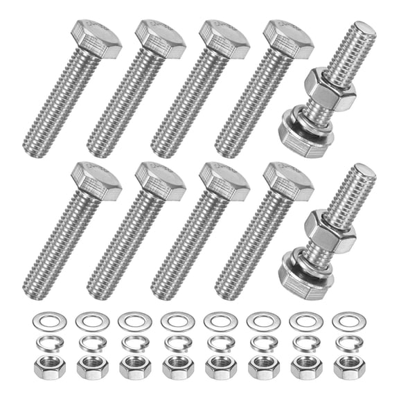 Uxcell 10-Pack Hex Head Screw Bolt with Nuts Flat & Lock Washers M8x35mm