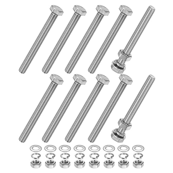 Uxcell 10-Pack Hex Head Screw Bolt with Nuts Flat & Lock Washers M8x75mm
