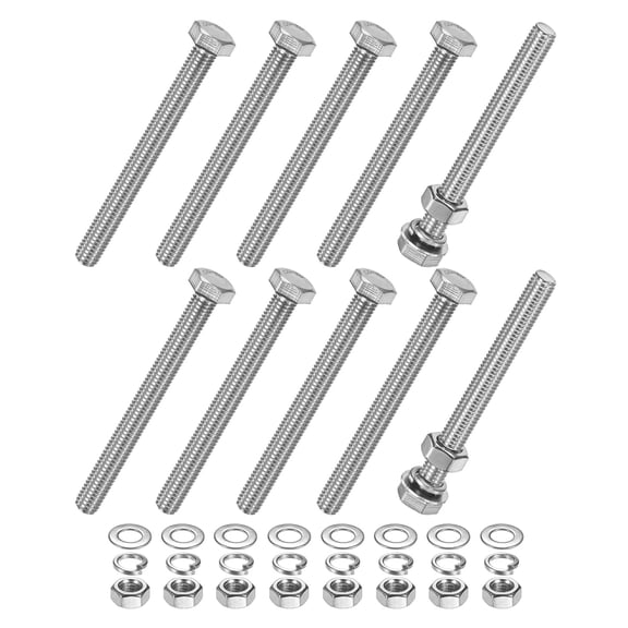Uxcell 10-Pack Hex Head Screw Bolt with Nuts Flat & Lock Washers M8x80mm