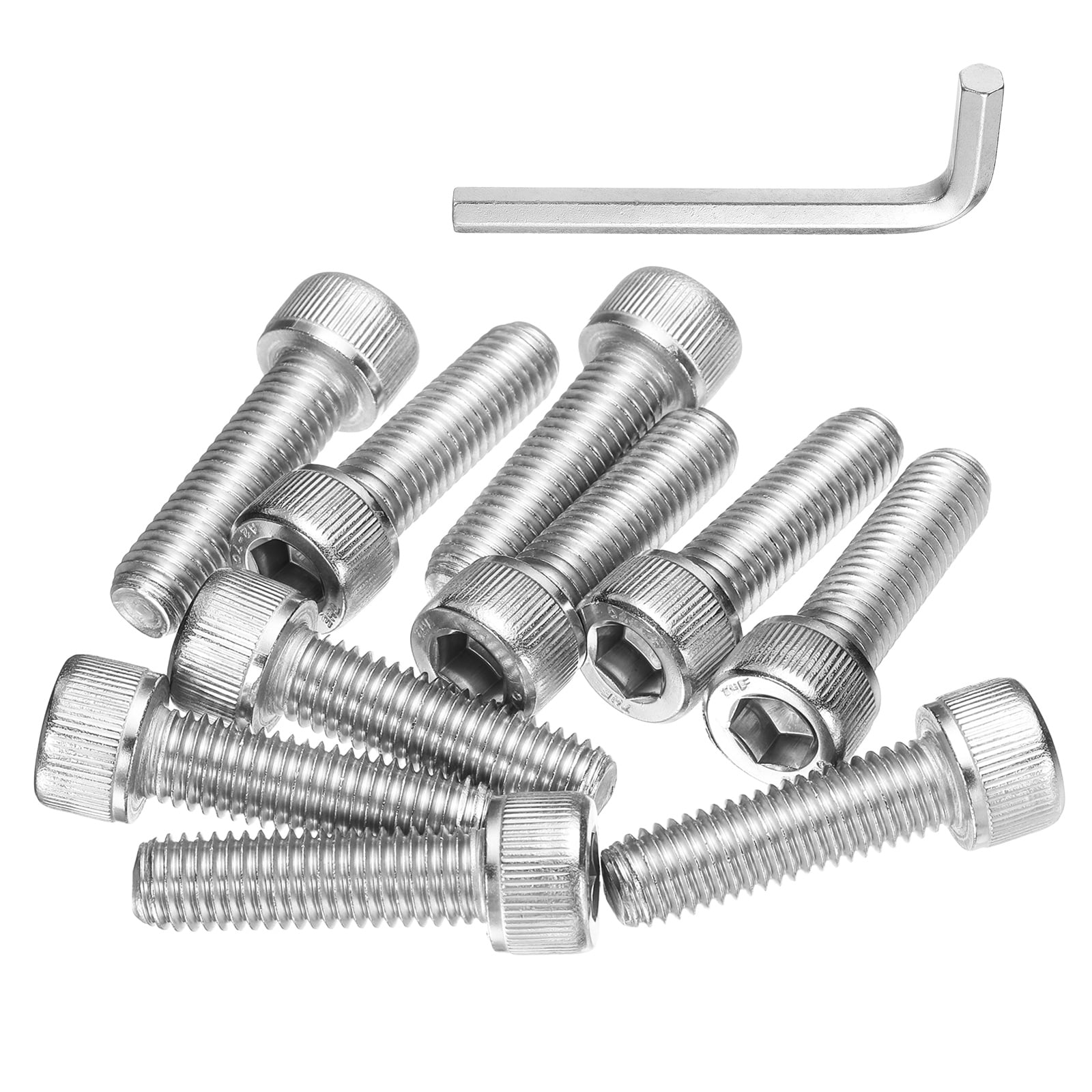 Uxcell 10 Pack Hex Socket Head Cap Screws Bolts, M10x35mm 304 Stainless Steel Socket Drive Machine Screws Bolts with Wrench, Full Threaded, Silver