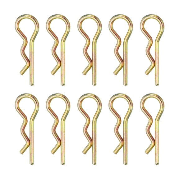 Uxcell 10 Pack Hitch Pin Clip, 3x45mm R Clips Spring Steel Gold, Retaining Wire Hairpin Cotter Pins for Trailer Tractor Mower Carts Truck Pin Fastener