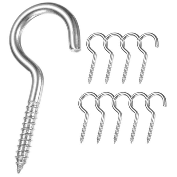 Uxcell 10-Pack Hooks Screw, M4 2" 304 Stainless Steel Heavy Self Tapping Eye Bolts Pins Ceiling Hooks [Silver]