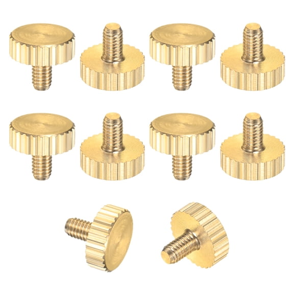 Uxcell 10-Pack Knurled Thumb Screws, M3x5mm Solid Brass Flat Head Knobs Bolts