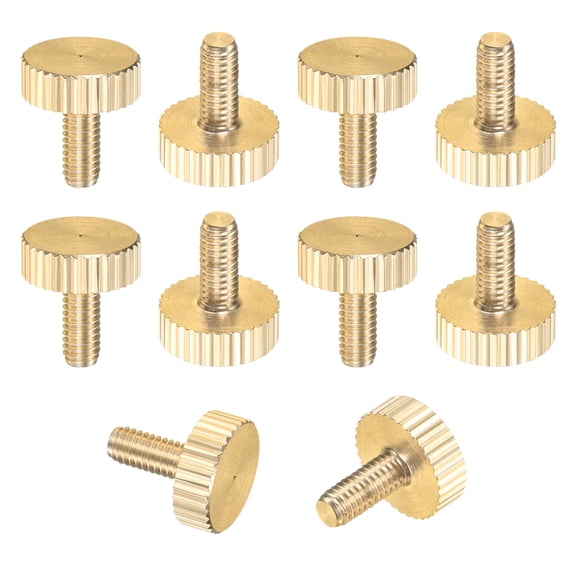 Uxcell 10-Pack Knurled Thumb Screws, M4x10mm Solid Brass Flat Head Knobs Bolts
