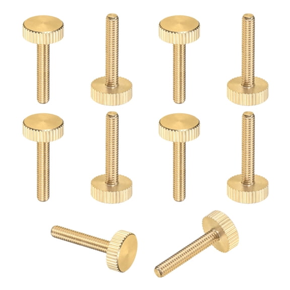 Uxcell 10-Pack Knurled Thumb Screws, M4x22mm Solid Brass Flat Head Knobs Bolts
