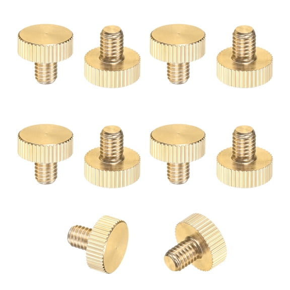 Uxcell 10-Pack Knurled Thumb Screws, M6x8mm Solid Brass Flat Head Knobs Bolts