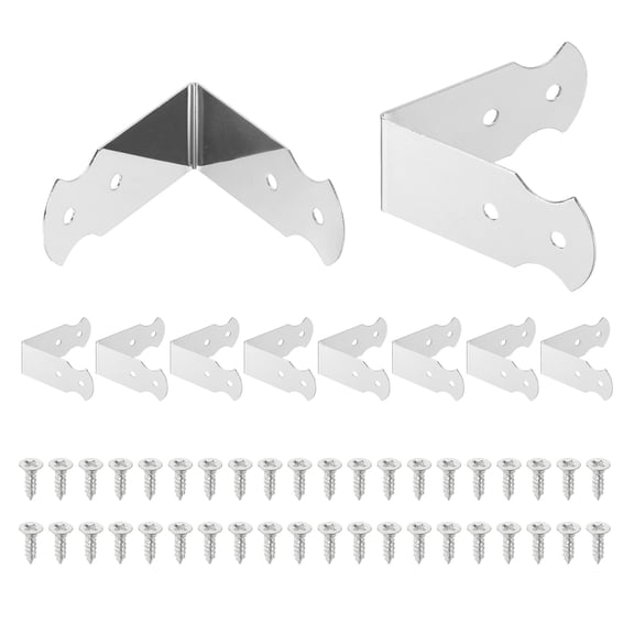 Uxcell 10 Pack L Shaped Vintage Corner Protectors, 1.7" x 0.7" Decorative Guards, Protector Corner Braces with 40Pack Screws for Cabinets Furniture Wooden Boxes, White