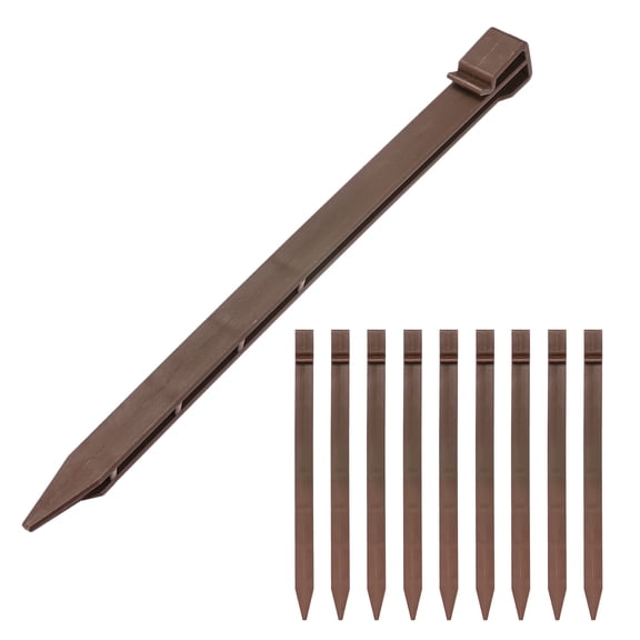 Uxcell 10-Pack Landscape Edging Garden Stakes, 12 Inch Plastic Landscape Anchoring Spikes Yard Stakes [Brown]