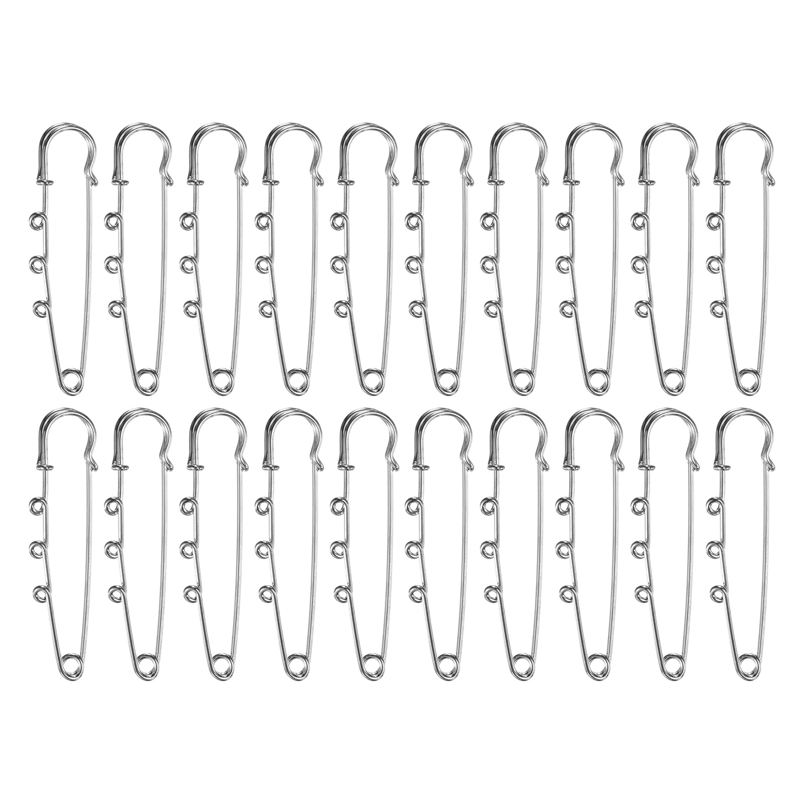 Uxcell 20 Pack Large Safety Pins, Brooch Pins with 3 Loops for DIY 2.56 ...