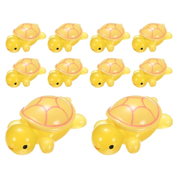 Uxcell 10-Pack Luminous Medium Resin Turtles, 3.39" Glow in the Dark Tiny Sea Turtle for Fairy Garden/Micro Landscaping/Dollhouse, Cute Miniature Ocean Animal Figurine to Hide [Yellow]