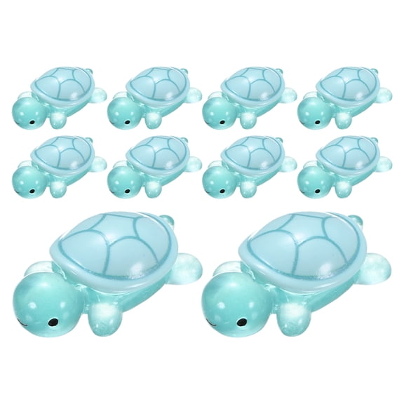 Uxcell 10-Pack Luminous Medium Resin Turtles, 3.39" Glow in the Dark Tiny Sea Turtle for Fairy Garden/Micro Landscaping/Dollhouse, Cute Miniature Ocean Animal Figurine to Hide [Cyan]