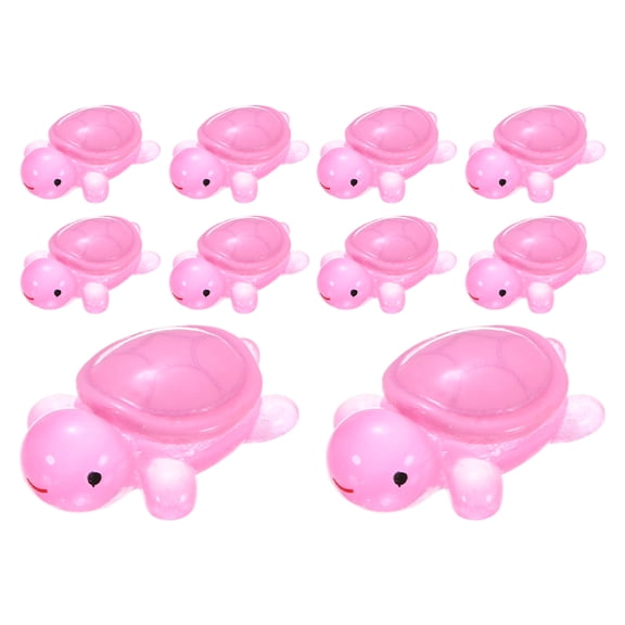 Uxcell 10-Pack Luminous Small Resin Turtles, 3.39" Glow in the Dark Tiny Sea Turtle for Fairy Garden/Micro Landscaping/Dollhouse, Cute Miniature Ocean Animal Figurine to Hide [Rose Red]