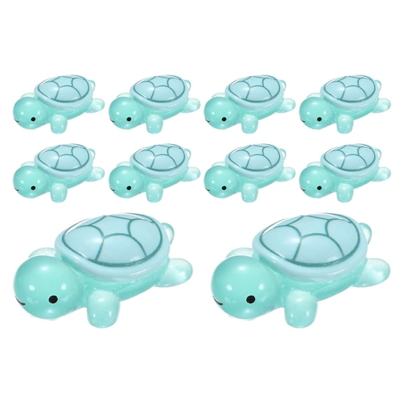 Uxcell 10-Pack Luminous Small Resin Turtles, 3.39" Glow in the Dark Tiny Sea Turtle for Fairy Garden/Micro Landscaping/Dollhouse, Cute Miniature Ocean Animal Figurine to Hide [Cyan]