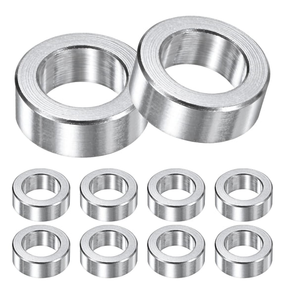 Uxcell 10-Pack M10 Aluminum Spacers 10.2mm/ ID x 16mm/ OD x 6mm/ L Round Metal Spacer for Screws Bolts