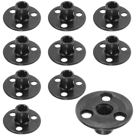 Uxcell 10-Pack M10x17mm T-Nuts Zinc Plated Carbon Steel Tee Nut 3-Hole Round Base Weld Nuts Black