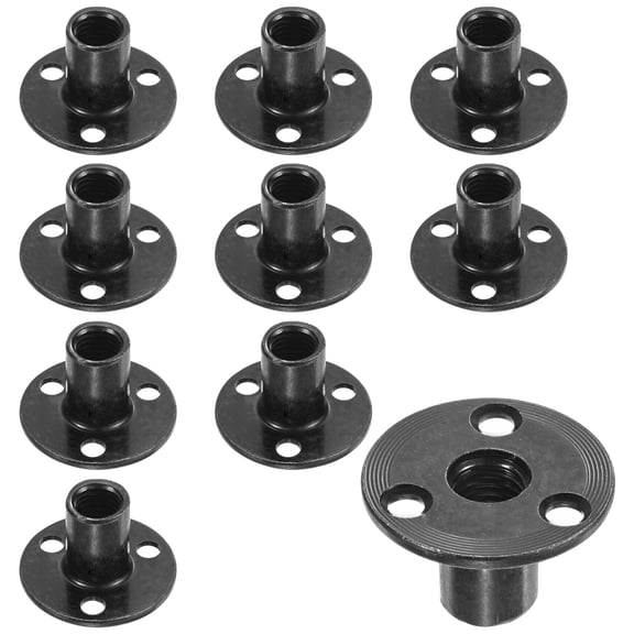 Uxcell 10-Pack M12x25mm T-Nuts Zinc Plated Carbon Steel Tee Nut 3-Hole Round Base Weld Nuts Black