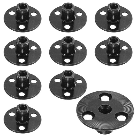 Uxcell 10-Pack M6x17mm T-Nuts Zinc Plated Carbon Steel Tee Nut 3-Hole Round Base Weld Nuts Black
