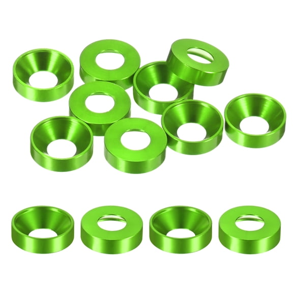 Uxcell 10-Pack M8 Countersunk Washers, Hole Dia 0.31"/8mm Alloy Aluminum Screw Gaskets for Industrial/Mechanical Accessories [Green]