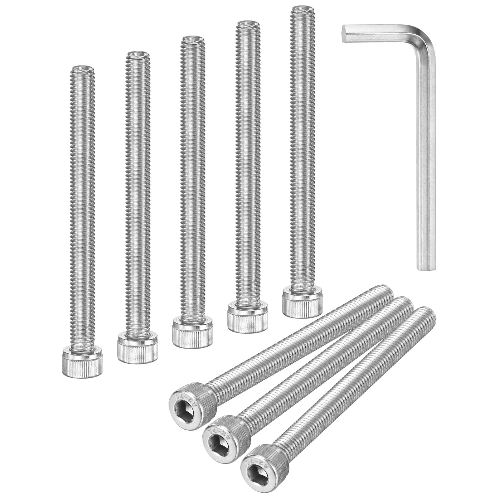 Uxcell 10-Pack M8 x 90mm Hex Socket Head Cap Screws Bolts, 304 Stainless Steel Machine Bolt Full Thread Precision Fasteners