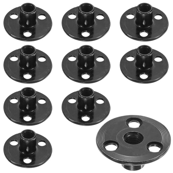 Uxcell 10-Pack M8x17mm T-Nuts Zinc Plated Carbon Steel Tee Nut 3-Hole Round Base Weld Nuts Black