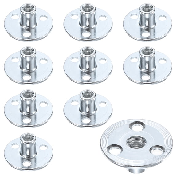 Uxcell 10-Pack M8x17mm T-Nuts Zinc Plated Carbon Steel Tee Nut 3-Hole Round Base Weld Nuts Silver