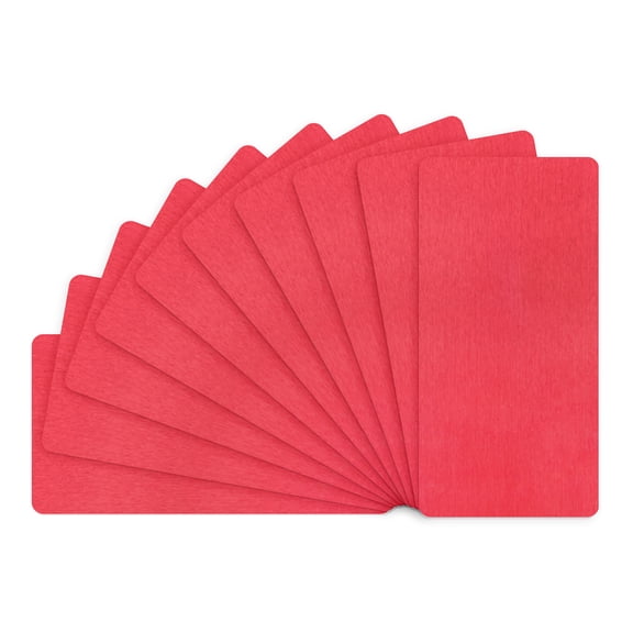 Uxcell 10-Pack Metal Business Card Blanks, 100x50x0.5mm Aluminum Red