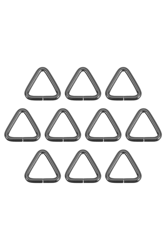 10 Pack Metal Triangle Ring Buckle, 1" Belt Fastener Connectors, Dark Grey