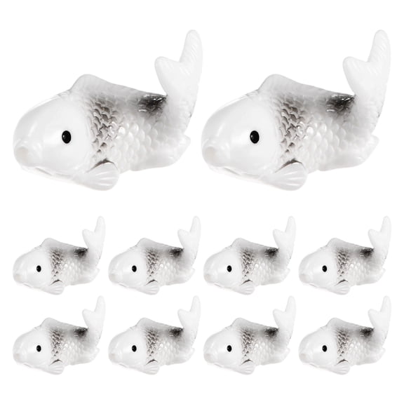 Uxcell 10-Pack Mini Fake Goldfish Figurines, Resin Miniature Fake Goldfish Realistic Ornament Tiny Figurines Decor [Large, Black]