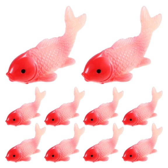 Uxcell 10-Pack Mini Fake Goldfish Figurines, Resin Miniature Fake Goldfish Realistic Ornament Tiny Figurines Decor [Large, Red]