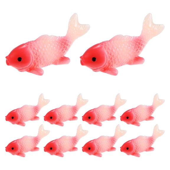 Uxcell 10-Pack Mini Fake Goldfish Figurines, Resin Miniature Fake Goldfish Realistic Ornament Tiny Figurines Decor [Small, Red]