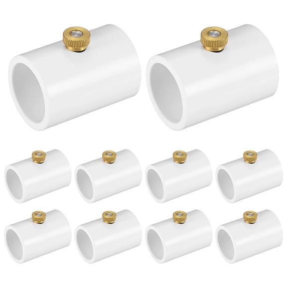 Uxcell 10-Pack Misting Nozzle Coupling, 0.2mm Orifice 1/2 Inch Splitter with Brass Mist Nozzle for Outdoor Misting Cooling System
