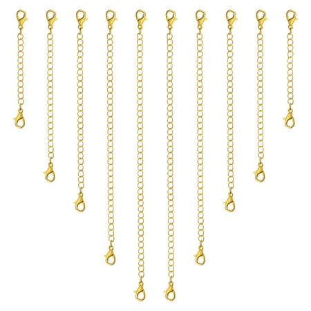 Uxcell 10 Pack Necklace Extenders Extension Chains with Lobster Clasps, 5 Size Gold