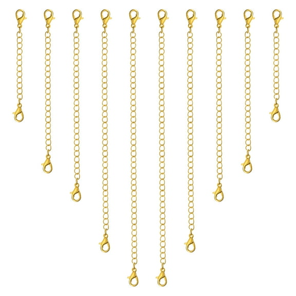 Uxcell 10 Pack Necklace Extenders Extension Chains with Lobster Clasps, 5 Size Gold
