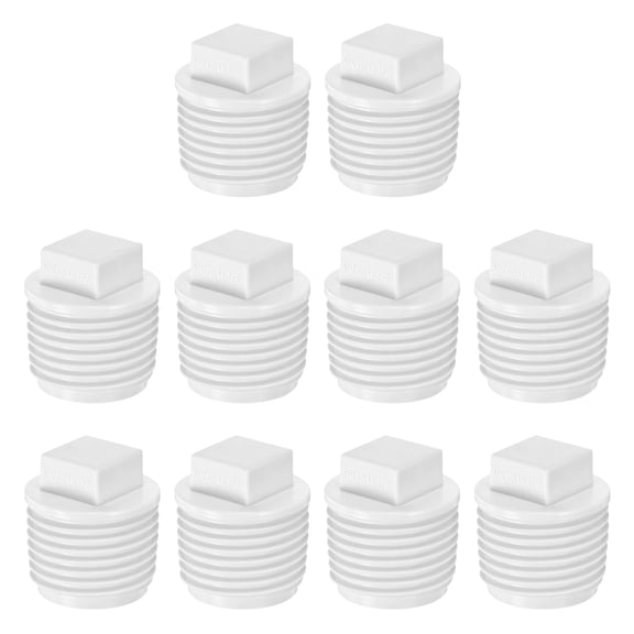 Uxcell 10-Pack PVC Male Threaded Pipe End Cap, 1/2" PVC BSPT Male Threaded Pipe Cleanout End Cap Plug Coupling Adaptor Fitting [White]