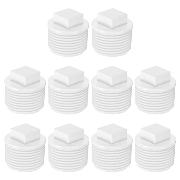 Uxcell 10-Pack PVC Male Threaded Pipe End Cap, 1" PVC BSPT Male Threaded Pipe Cleanout End Cap Plug Coupling Adaptor Fitting [White]