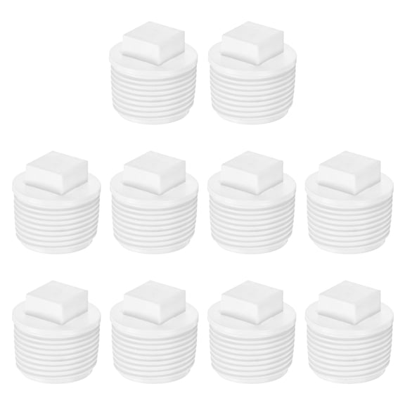 Uxcell 10-Pack PVC Male Threaded Pipe End Cap, 3/4" PVC BSPT Male Threaded Pipe Cleanout End Cap Plug Coupling Adaptor Fitting [White]