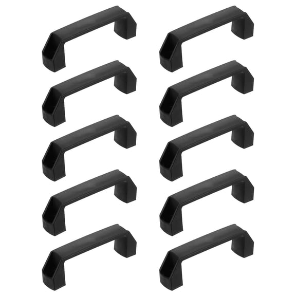 Uxcell 10 Pack Rectangular Plastic Pull Handle, 115mm/4.5 Inch Hole Center Cabinets Pull for Drawer Luggage Mechanical Equipment Garages, Black