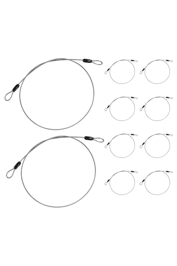 10-Pack Security Cable Lock, 1FT 2mm Coated Stainless Steel Luggage Lock Wire Rope Cut-Resistant Braided Steel Cable [Transparent]