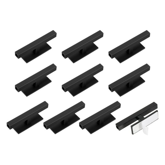 Uxcell 10 Pack Self-Stick Push Pull Helper, 4 Inch Plastic Adhesive Cabinet Handles Rectangle Stick-on Handle for Kitchen Cabinet Window Sliding Closet Door Wardrobe(Black)