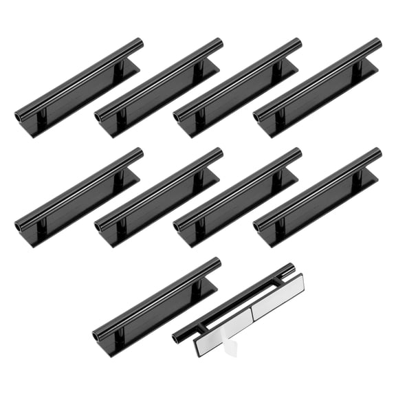 Uxcell 10 Pack Self-Stick Push Pull Helper, 6 Inch Plastic Adhesive Cabinet Handles Round Stick-on Handle for Kitchen Cabinet Window Sliding Closet Door Wardrobe(Black)