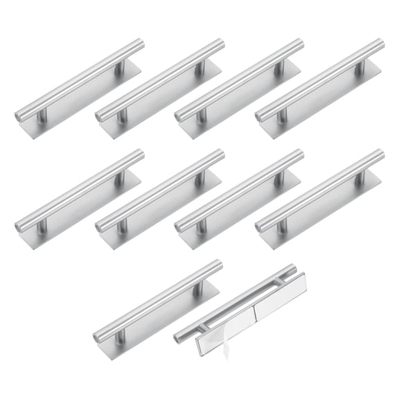 Uxcell 10 Pack Self-Stick Push Pull Helper, 6 Inch Plastic Adhesive Cabinet Handles Round Stick-on Handle for Kitchen Cabinet Window Sliding Closet Door Wardrobe(Silver)