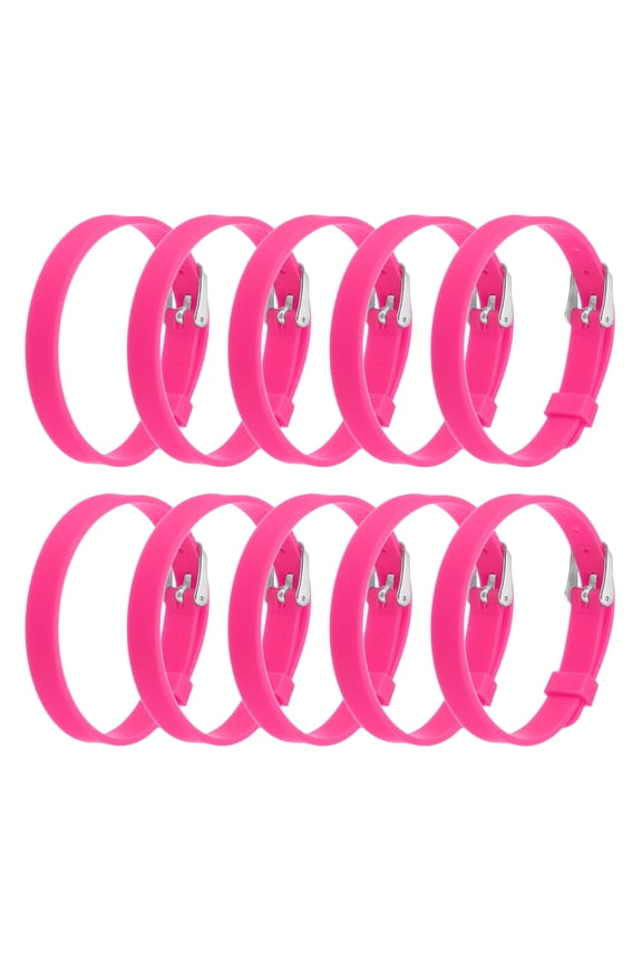 10 Pack Slide Bracelet Wristband, 8.2 x 0.3" Silicone Adjustable Bracelet, ID Bracelet Wristband for Men Women Jewelry Making DIY Craft Gift ID Bracelet, Rose red