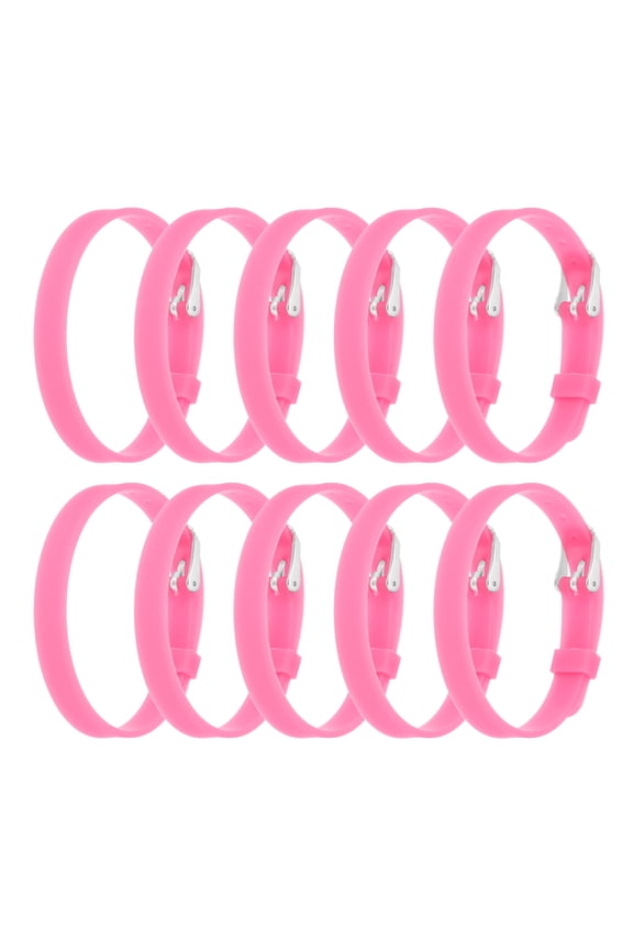 10 Pack Slide Bracelet Wristband, 8.2 x 0.3" Silicone Adjustable Bracelet, ID Bracelet Wristband for Men Women Jewelry Making DIY Craft Gift ID Bracelet, Pink